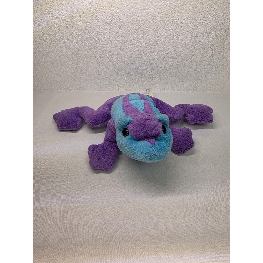 Vintage great American toy co. frog Plushie purple and teal nostalgic kids